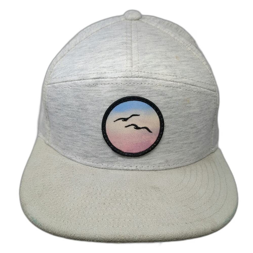Tommy Breeze Snapback Gray Hat One Size 5 Panel Sunset Birds Patch Flat Brim